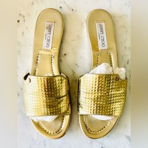 Jimmy Choo Metallic Leather Slides